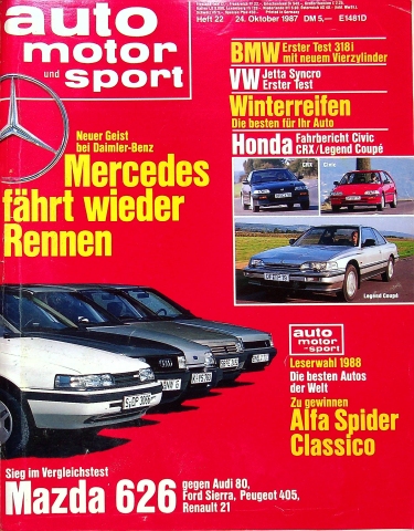 Deckblatt Auto Motor und Sport (22/1987)